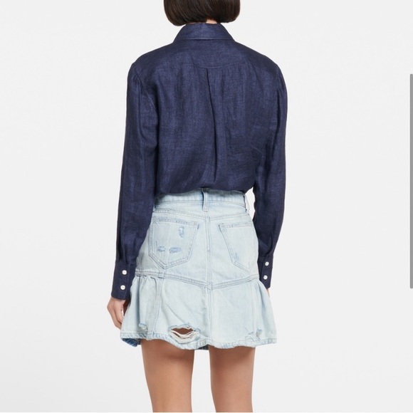 7 For All Mankind x Cara Delevingne Peplum Denim Mini Skirt - Picture 2 of 6